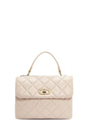 Women's Cream Long Strap Quilted Sleeve Bag | Derimod