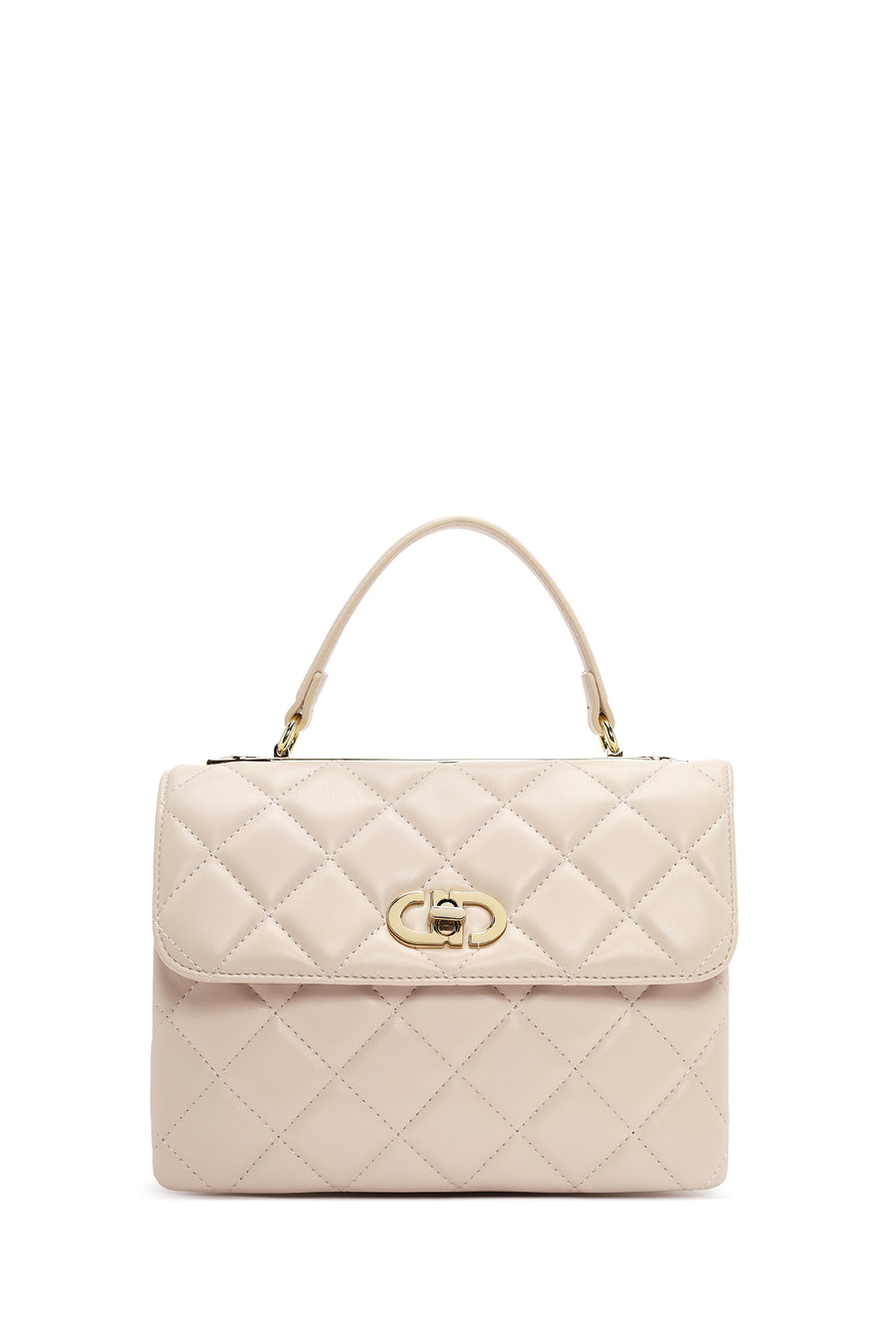 Women's Cream Long Strap Quilted Sleeve Bag