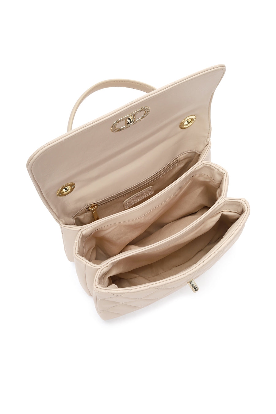 Women's Cream Long Strap Quilted Sleeve Bag