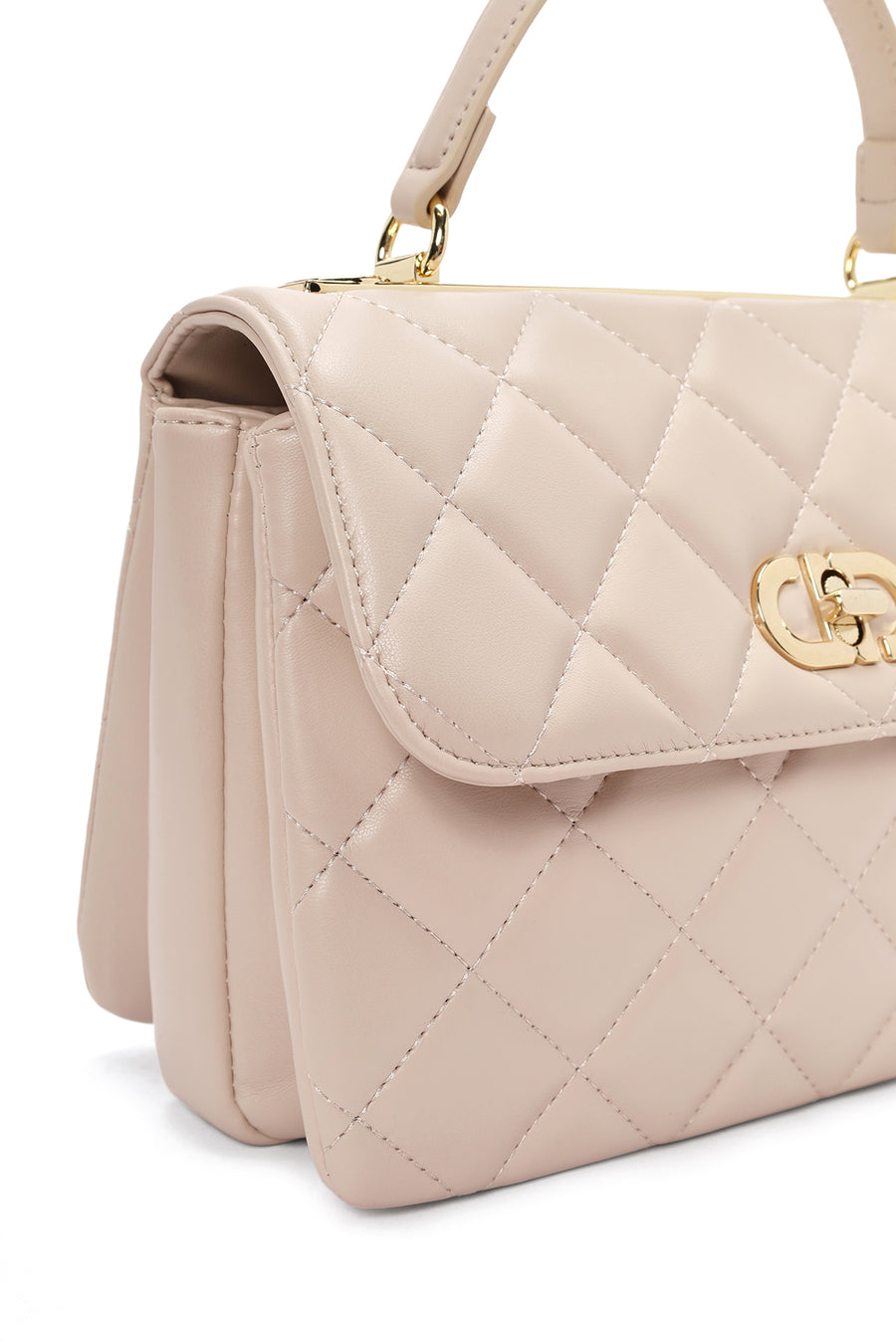 Women's Cream Long Strap Quilted Sleeve Bag