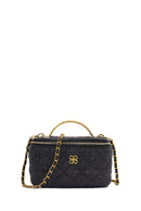 Women Blue Long Strap Quilted Crossbody Bag | Derimod