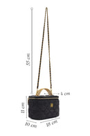 Women Blue Long Strap Quilted Crossbody Bag | Derimod