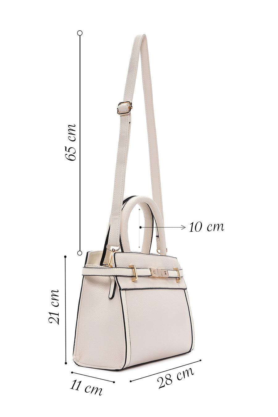 Women's Cream Long Strap Shoulder Bag