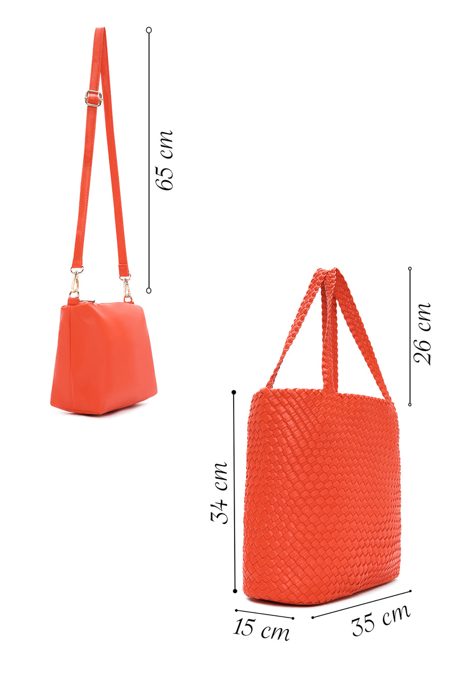 Women's Orange Long Strap Knitted Shoulder Bag