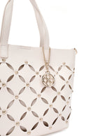 Women's Cream Braided Classic Shoulder Bag | Derimod