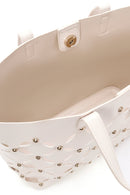 Women's Cream Braided Classic Shoulder Bag | Derimod