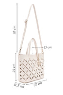 Women's Cream Braided Classic Shoulder Bag | Derimod