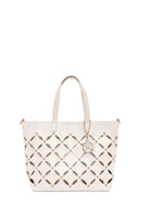 Women's Cream Braided Classic Shoulder Bag | Derimod