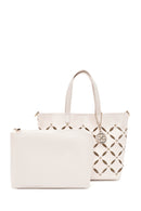 Women's Cream Braided Classic Shoulder Bag | Derimod