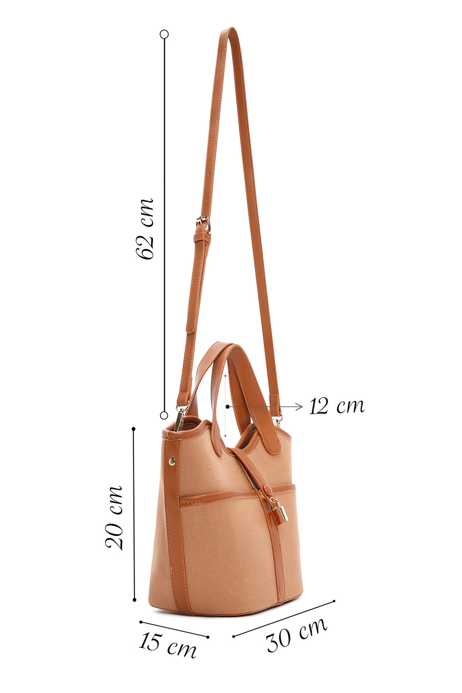 Women's Tan Long Strap Fabric Handbag
