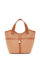 Women's Tan Long Strap Fabric Handbag | Derimod