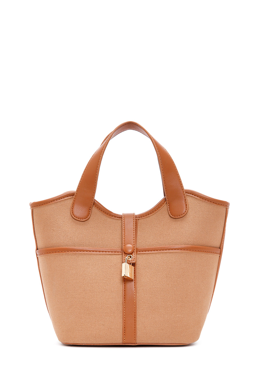Women's Tan Long Strap Fabric Handbag