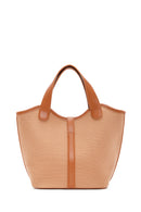 Women's Tan Long Strap Fabric Handbag | Derimod