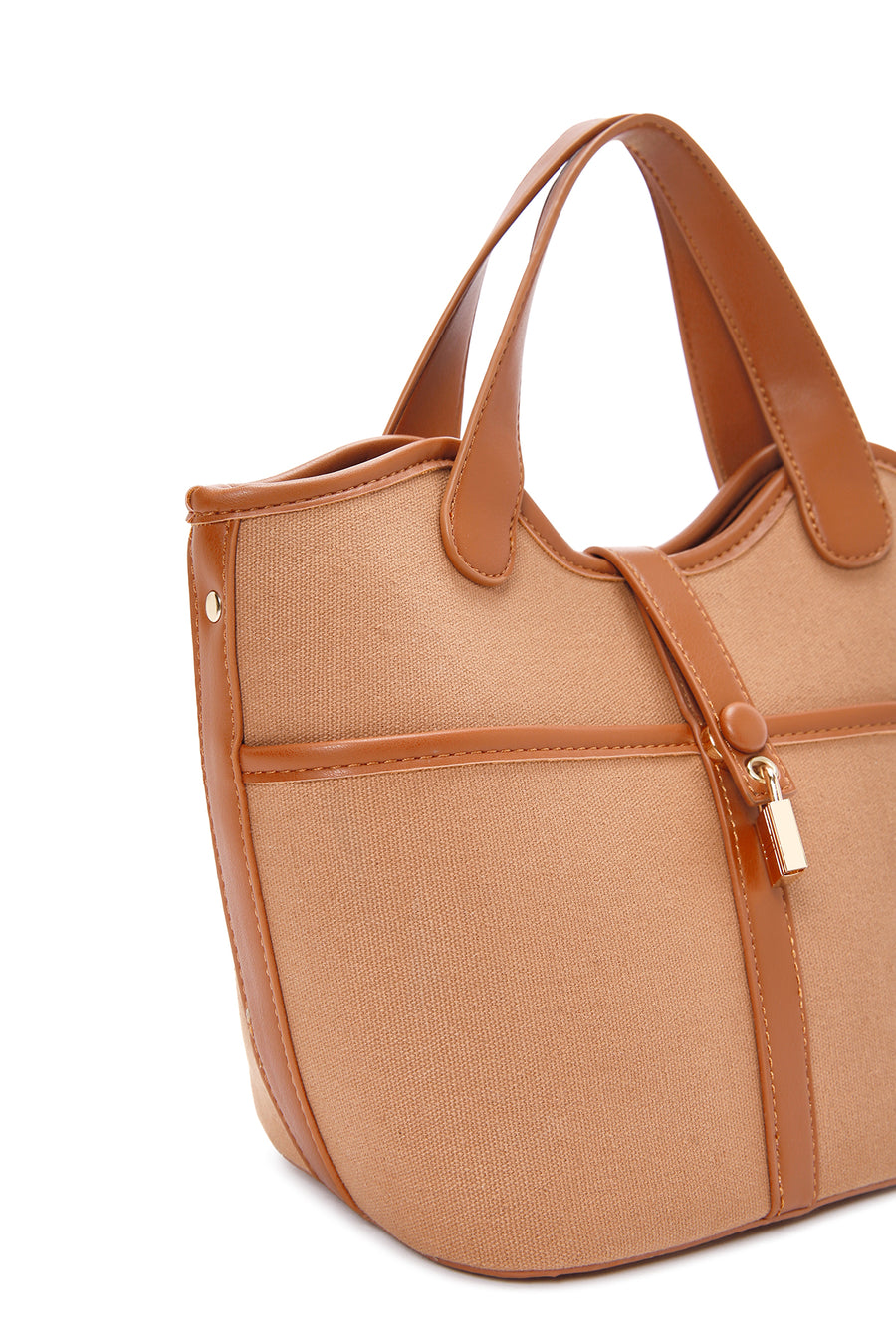 Women's Tan Long Strap Fabric Handbag