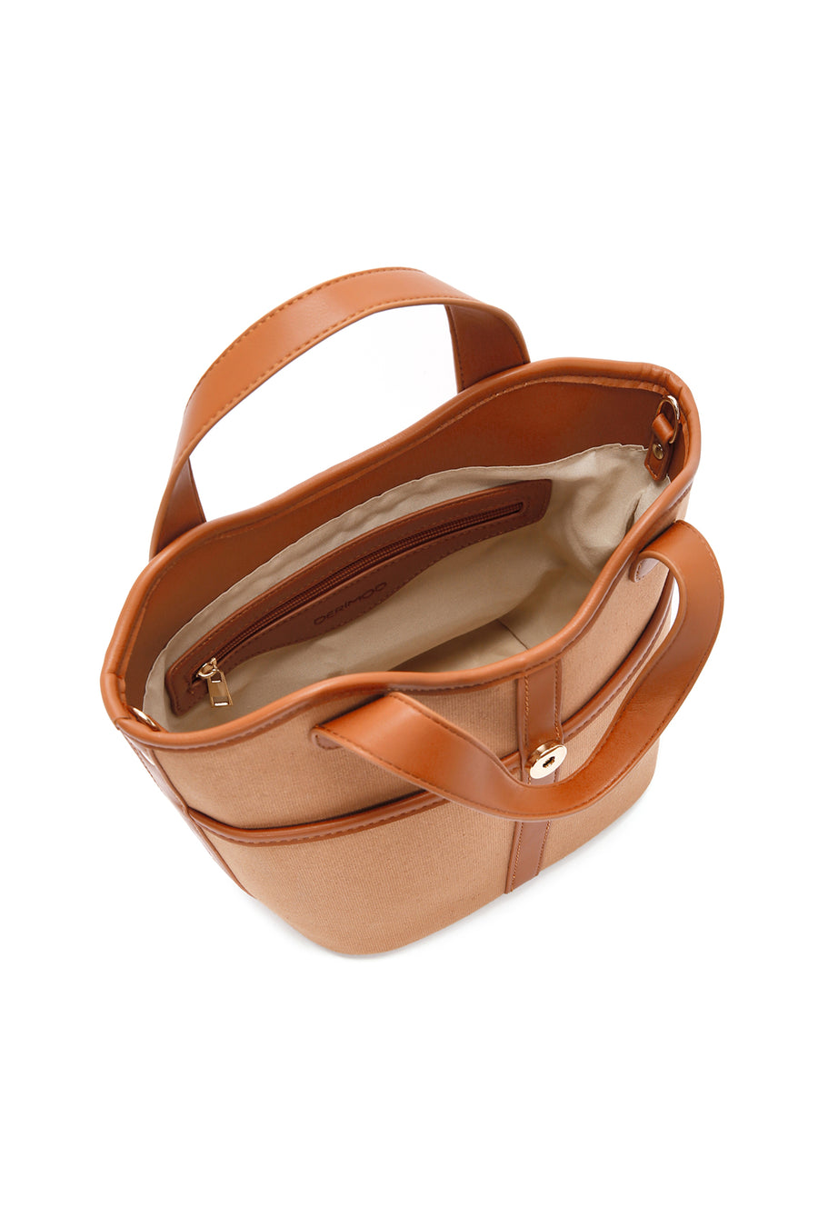 Women's Tan Long Strap Fabric Handbag