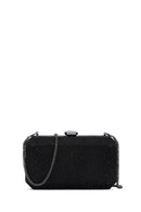 Women's Black Long Chain Strap Stoned Clutch Bag | Derimod