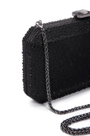 Women's Black Long Chain Strap Stoned Clutch Bag | Derimod