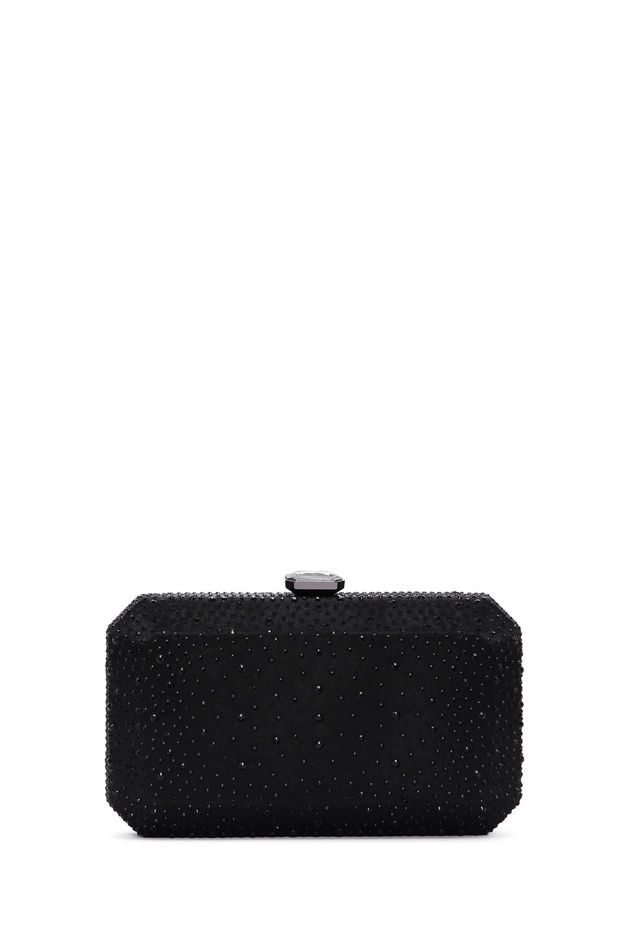 Women's Black Long Chain Strap Stoned Clutch Bag