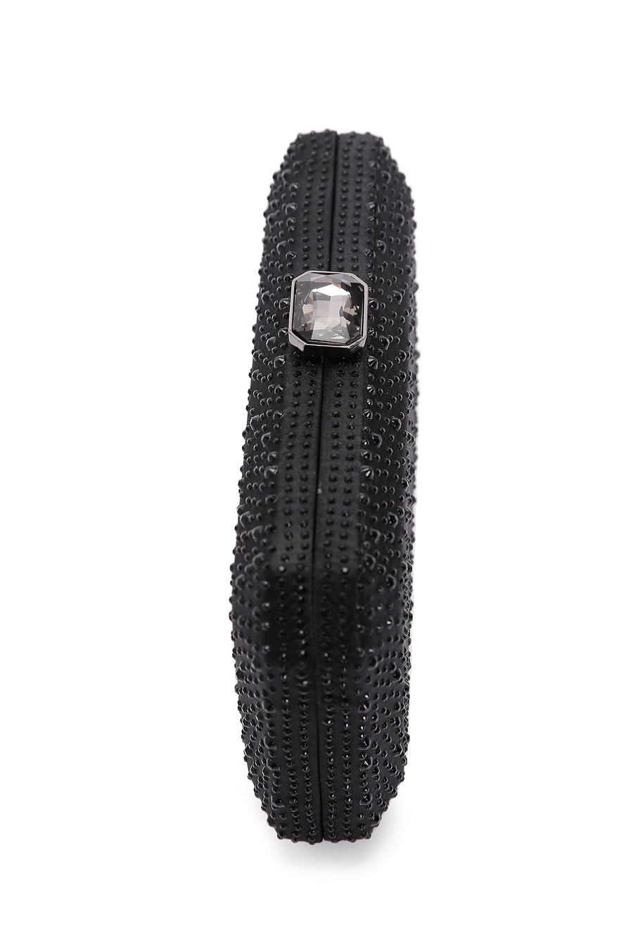 Women's Black Long Chain Strap Stoned Clutch Bag