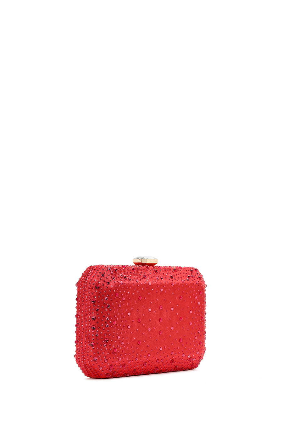 Women's Orange Long Chain Strap Stoned Clutch Bag