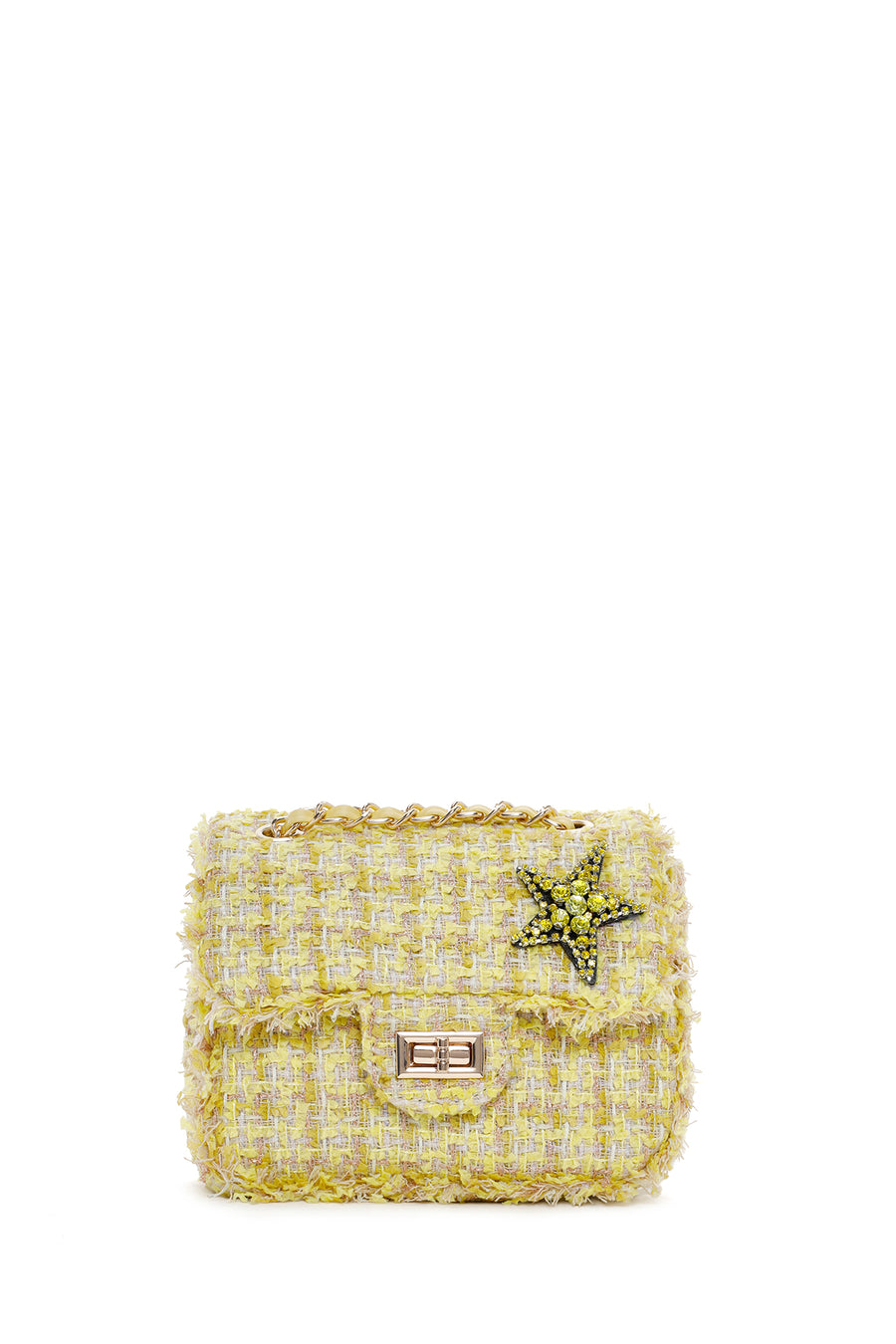 Women's Yellow Long Strap Shoulder Bag with Accessories