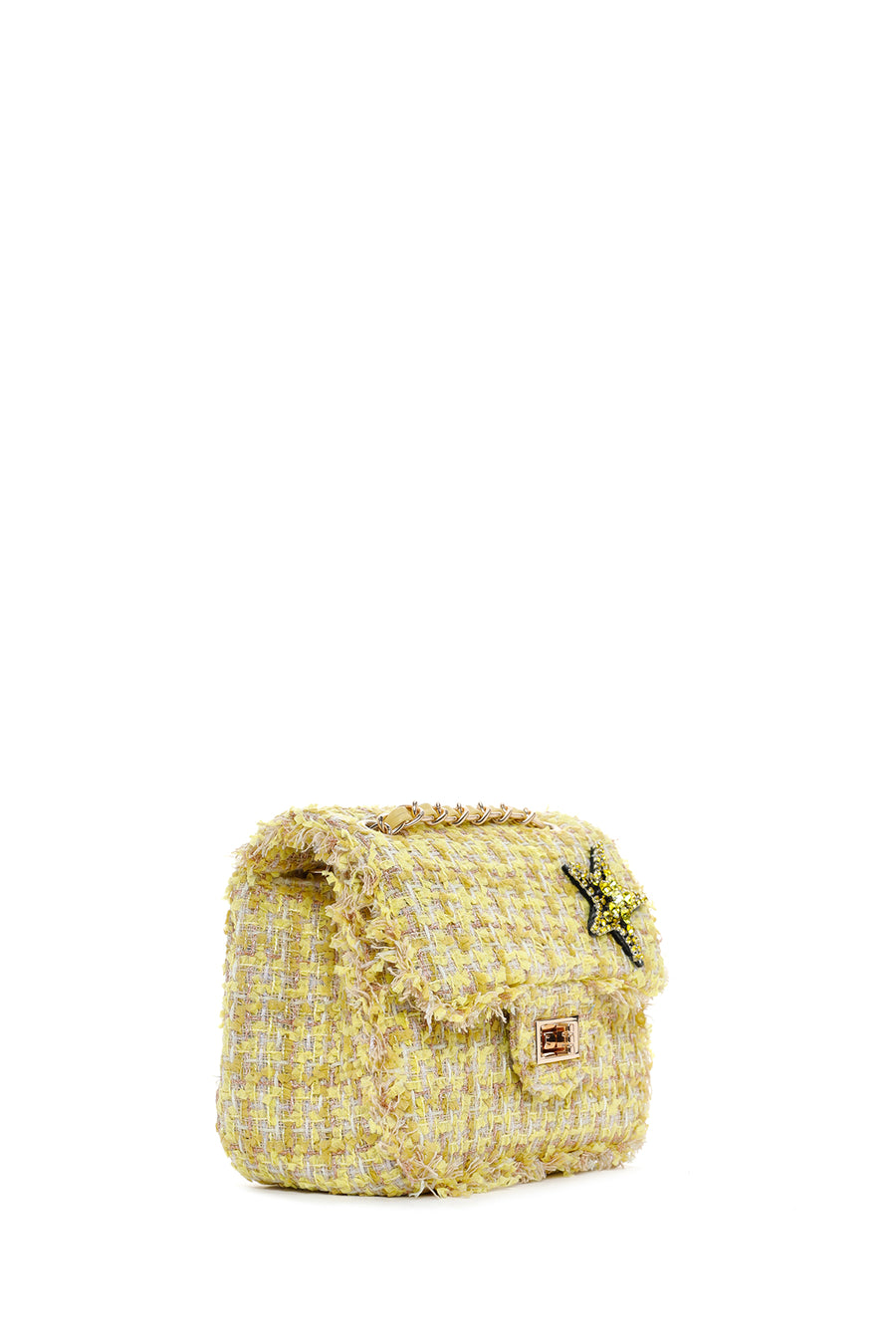 Women's Yellow Long Strap Shoulder Bag with Accessories