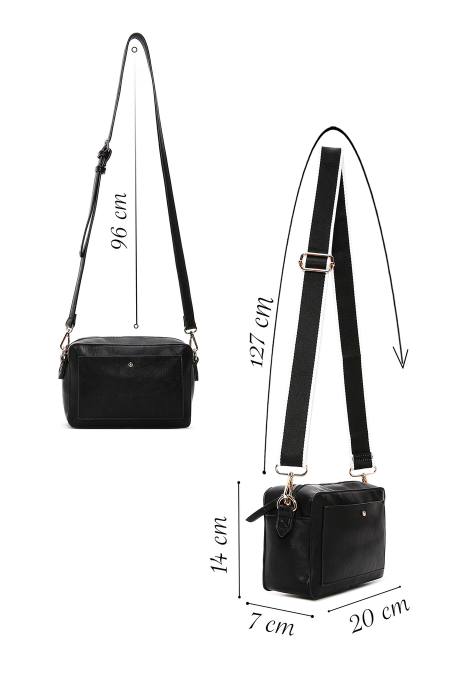 Women's Black Long Strap Crossbody Bag