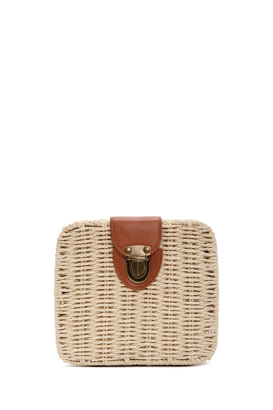Women's Beige Long Strap Straw Crossbody Bag