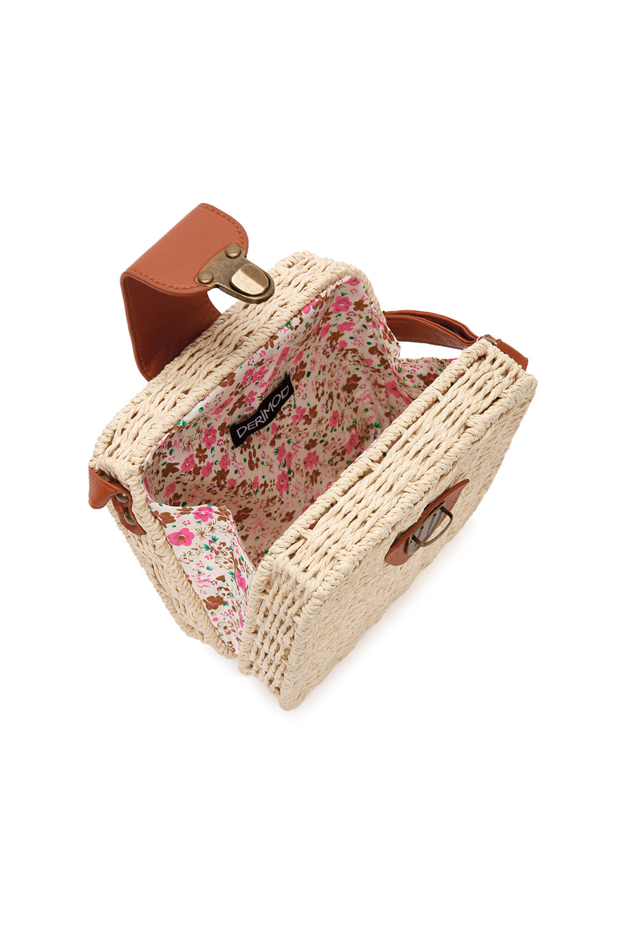 Women's Beige Long Strap Straw Crossbody Bag