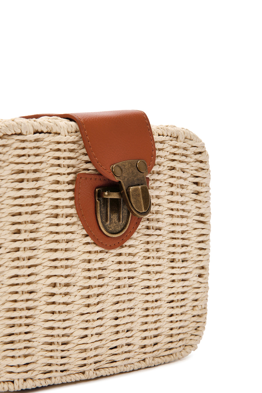 Women's Beige Long Strap Straw Crossbody Bag