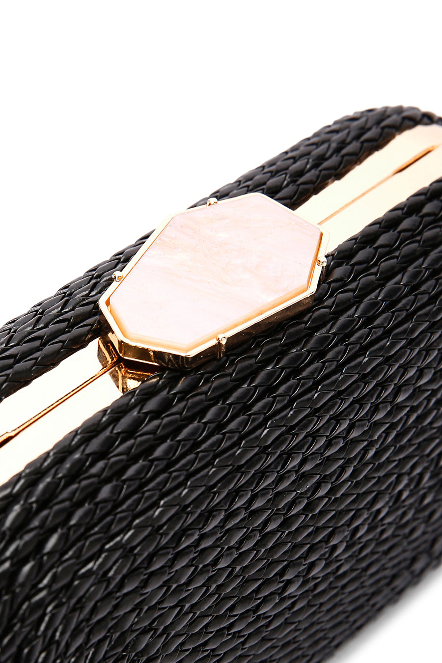 Women's Black Long Chain Strap Knitted Evening Bag