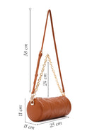 Women's Tan Long Strap Quilted Shoulder Bag | Derimod