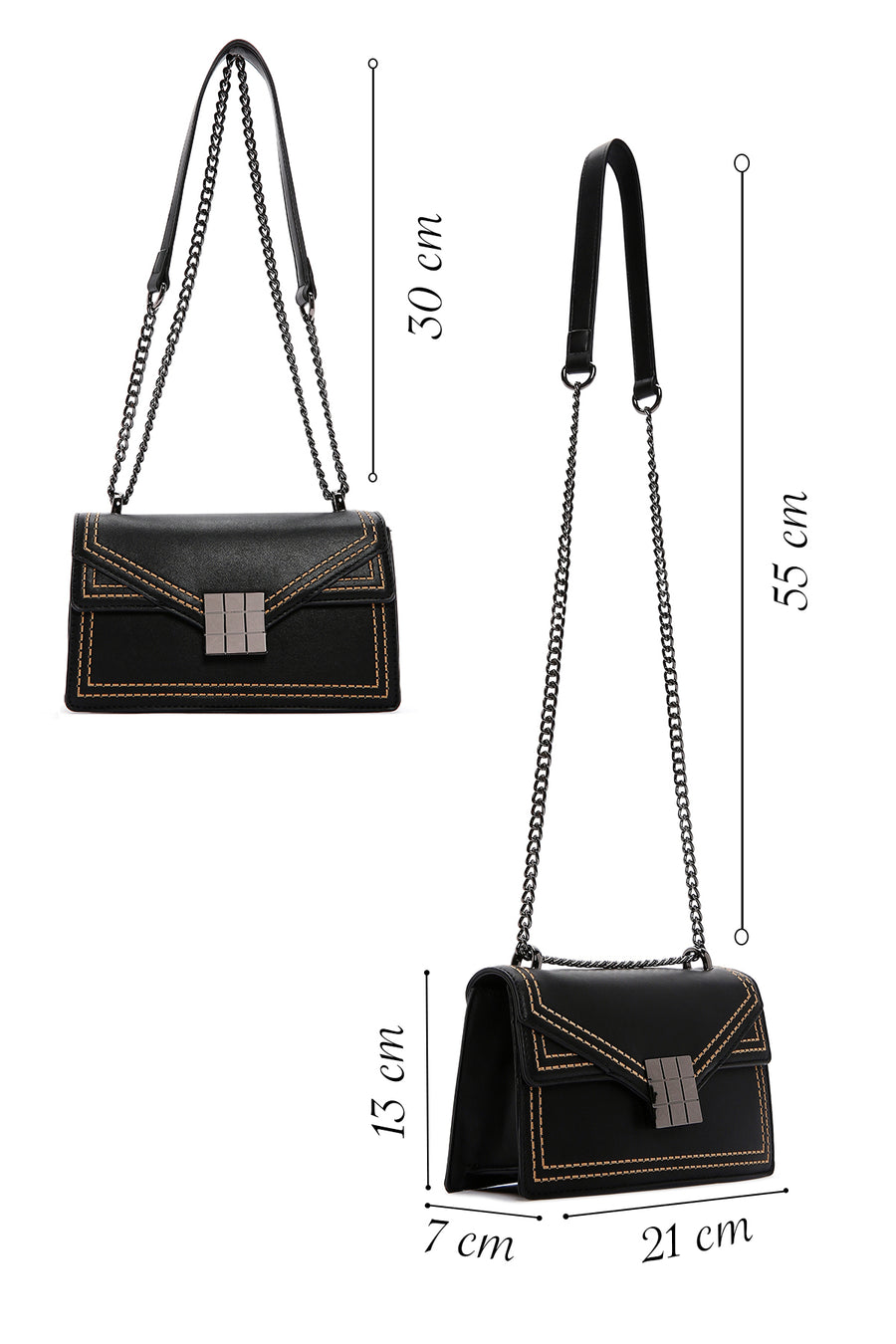 Women's Black Long Strap Crossbody Bag