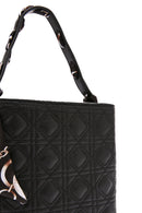 Women's Black Long Strap Quilted Handbag with Accessory Detail | Derimod