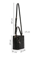 Women's Black Long Strap Quilted Handbag with Accessory Detail | Derimod