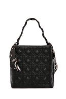 Women's Black Long Strap Quilted Handbag with Accessory Detail | Derimod