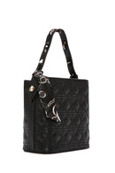 Women's Black Long Strap Quilted Handbag with Accessory Detail | Derimod