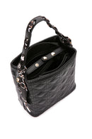 Women's Black Long Strap Quilted Handbag with Accessory Detail | Derimod