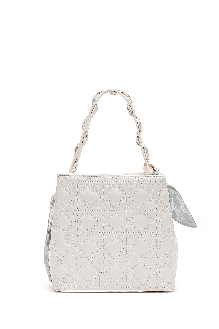 Women's Beige Long Strap Quilted Handbag with Accessory Detail