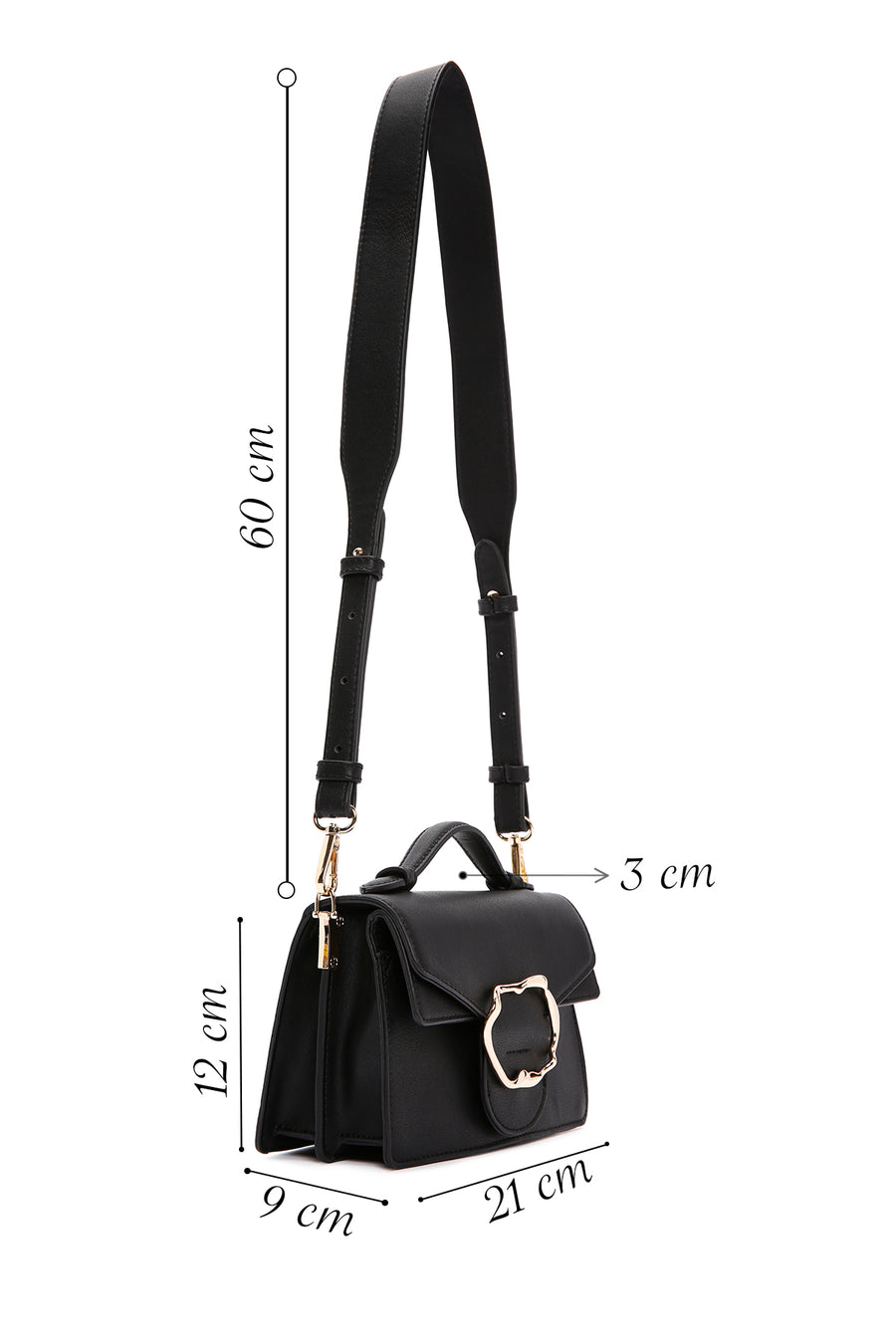 Women's Black Long Strap Crossbody Bag