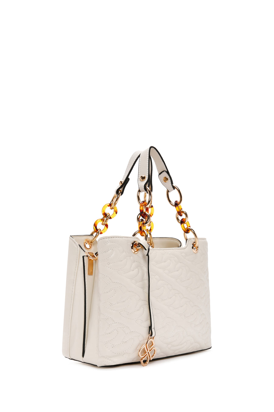 Women's Cream Long Strap Quilted Handbag