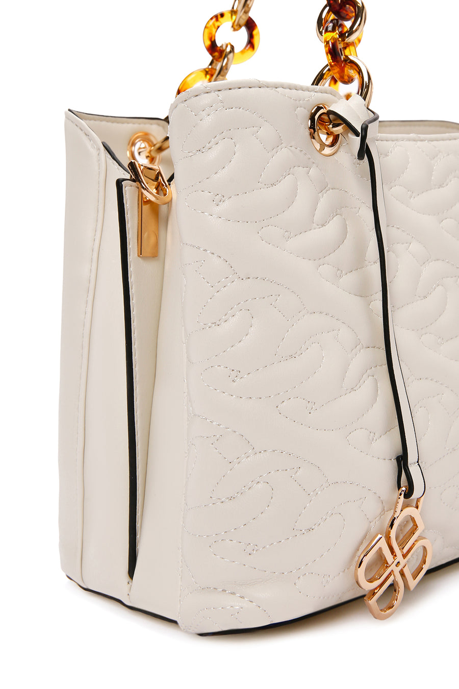Women's Cream Long Strap Quilted Handbag