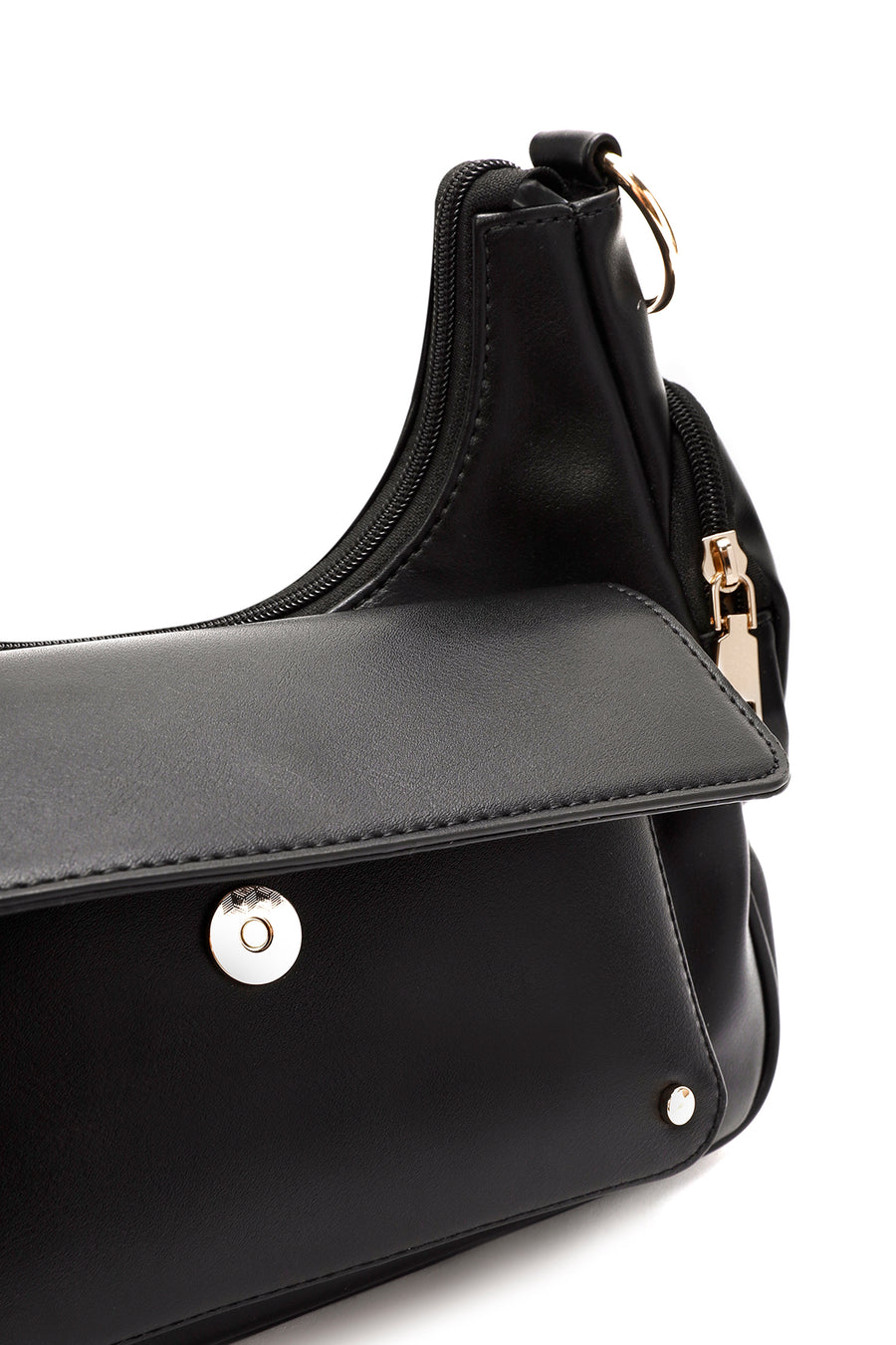 Women's Black Double Small Pocket Casual Shoulder Bag