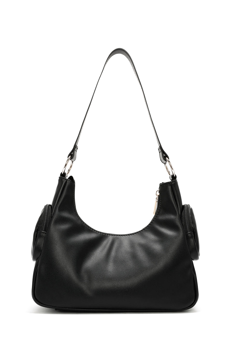 Women's Black Double Small Pocket Casual Shoulder Bag