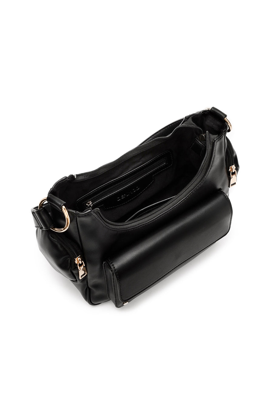 Women's Black Double Small Pocket Casual Shoulder Bag