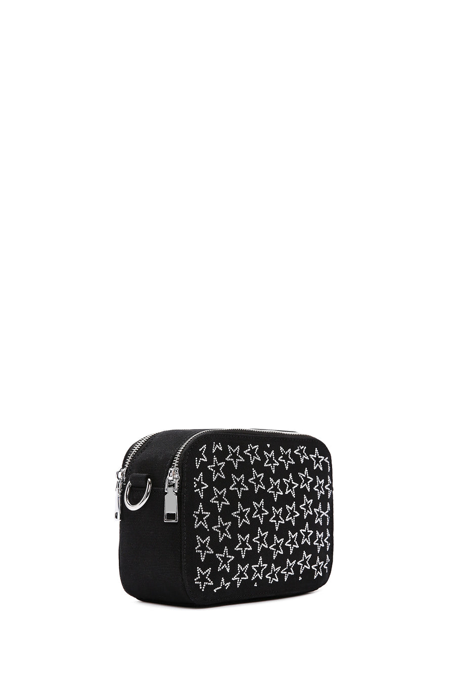 Women's Black Long Strap Fabric Crossbody Bag