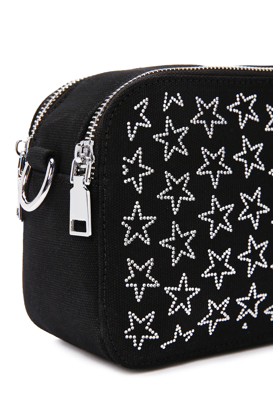 Women's Black Long Strap Fabric Crossbody Bag
