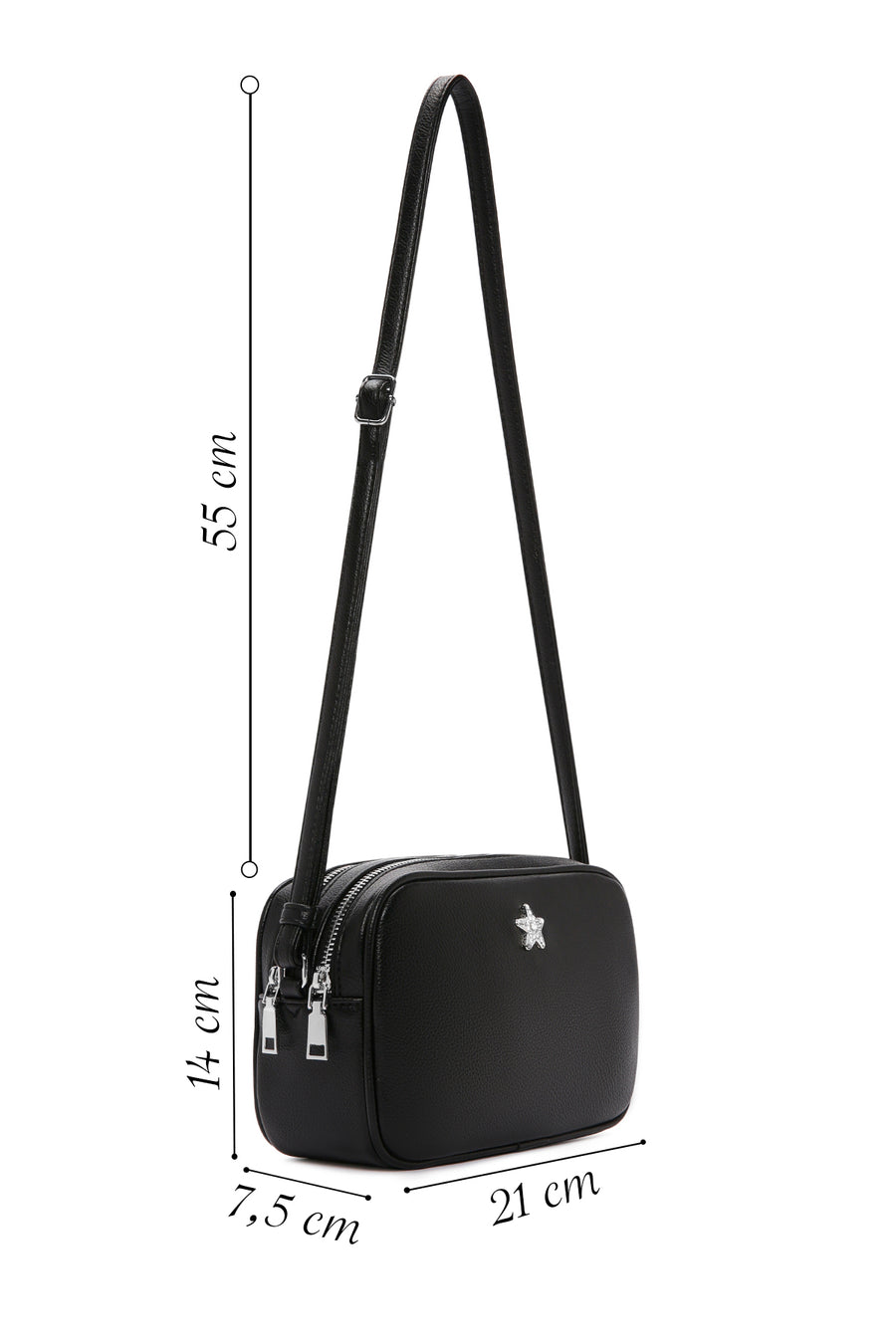 Women's Black Long Strap Crossbody Bag