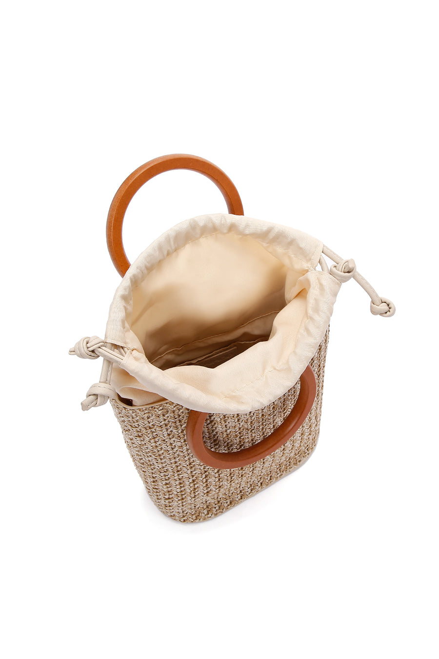 Women's Beige Long Strap Straw Shoulder Bag