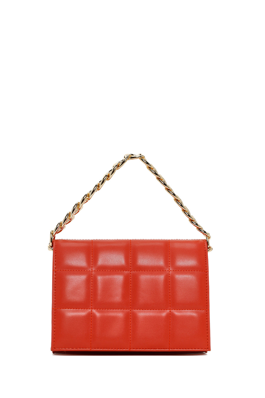Women's Orange Long Chain Strap Quilted Crossbody Bag